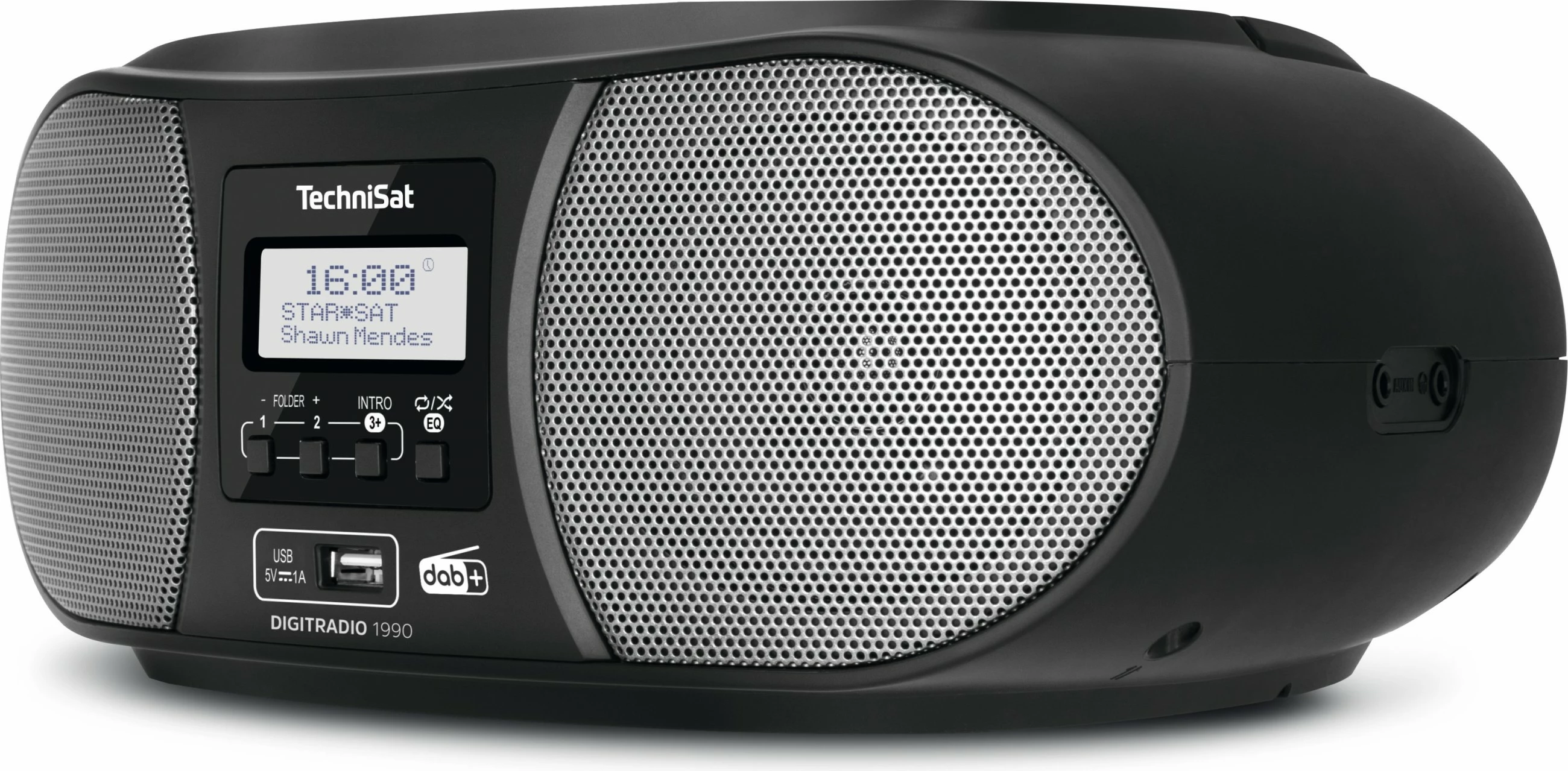 Radio digjitale TechniSat DigitRadio 1990, USB, DAB+, e zezë