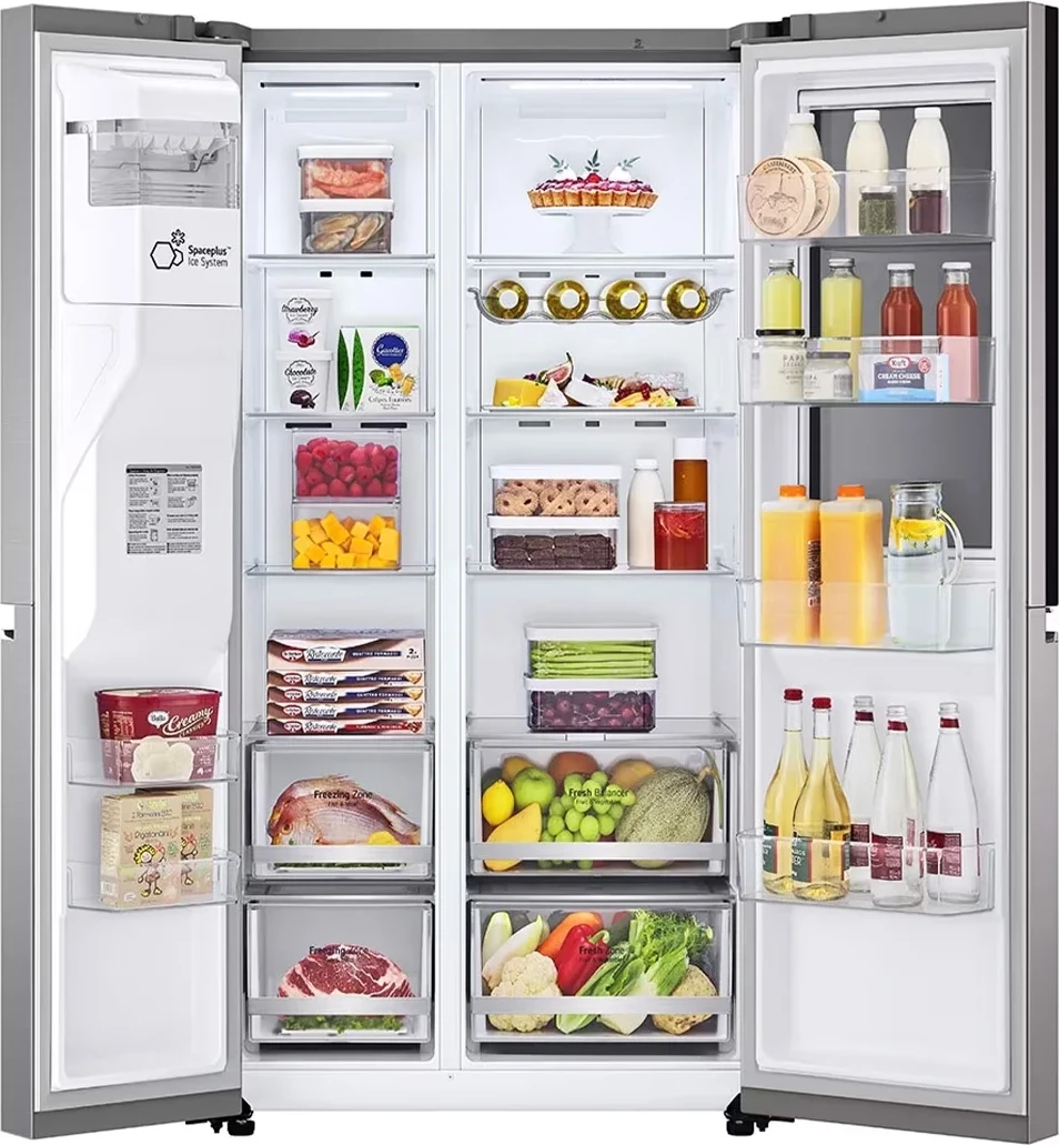 Frigorifer side-by-side, LG, GSXV80PZLE, 635 L, InstaView Door-in-Door, WiFi, dozues uji/akulli, klasë energjie E, 179 x 91.3 cm, Platinum Silver