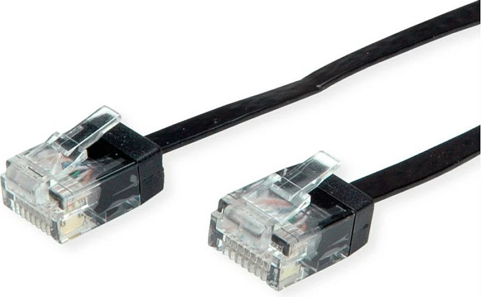 Kablë rrjeti ROLINE Cat6A patch, RJ45-RJ45, 0.5 m, e rrafshët, e zezë