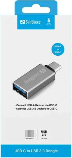 Adapter USB-C në USB-A 3.0 Sandberg 136-24, argjendtë