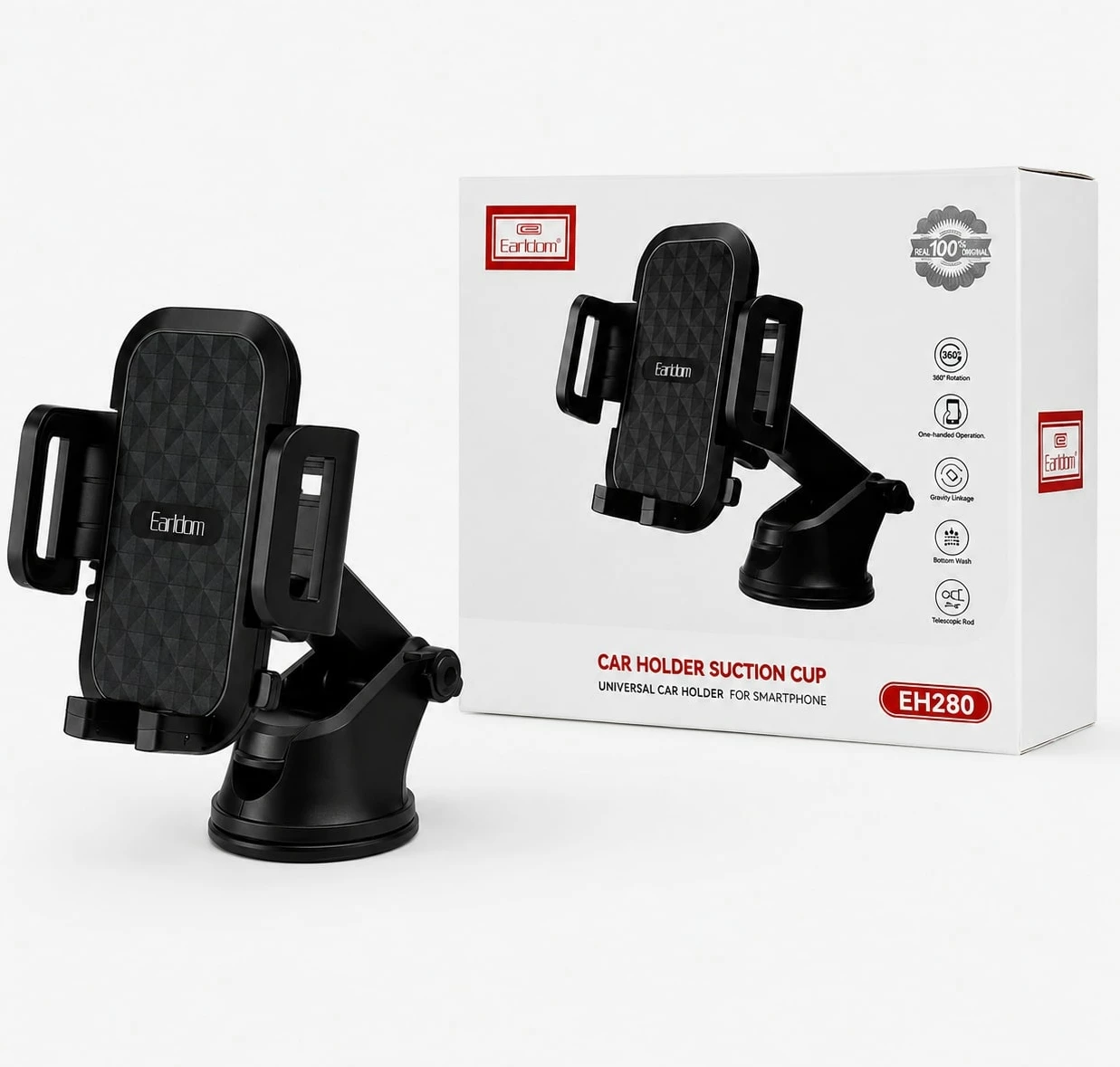 Mbajtëse Telefoni Earldom EH280 për Makinë me Suction Cup dhe 360°
