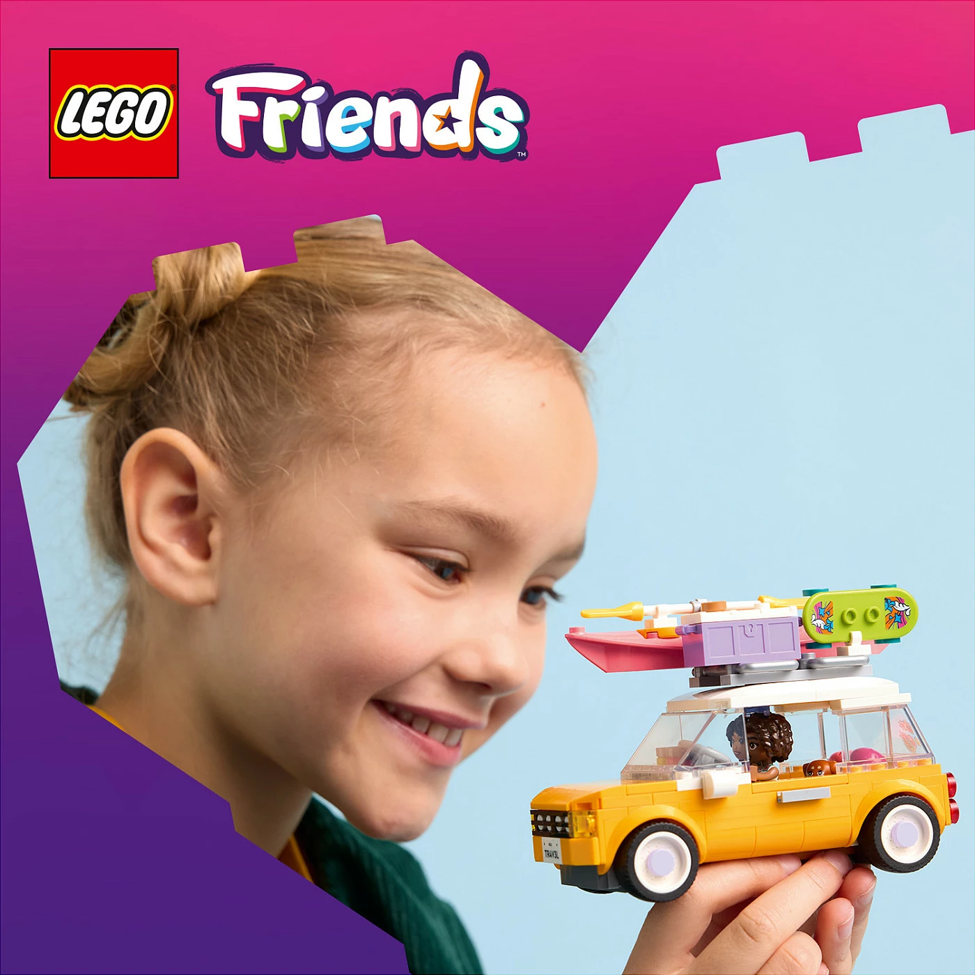 Set ndërtimi LEGO Friends 42659, veturë udhëtimi, 220 copë, e verdhë