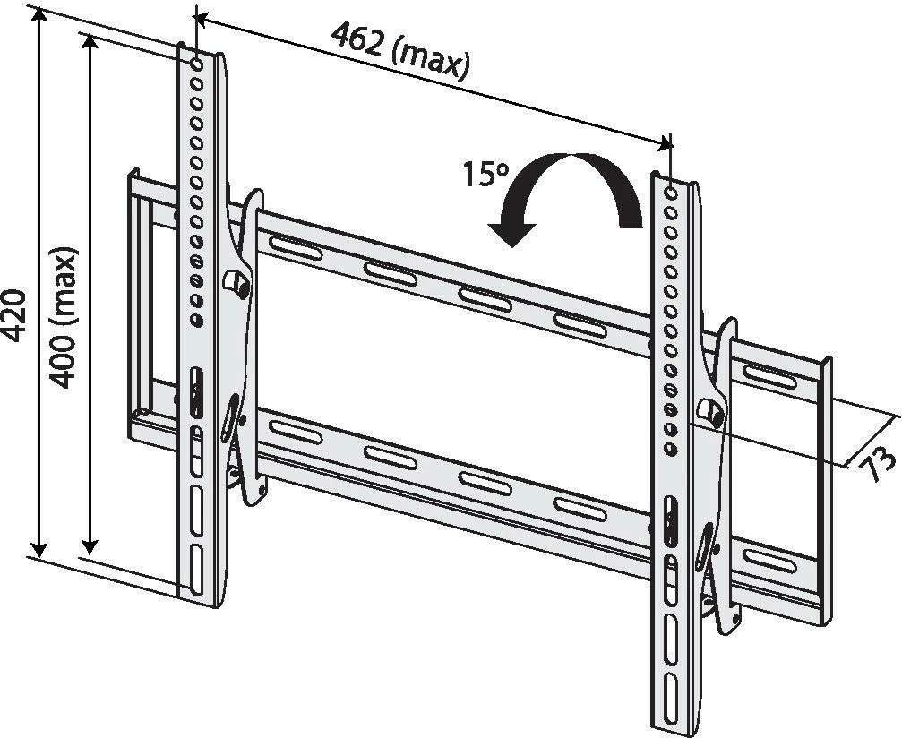Mbajtëse muri për TV TB TB-451, deri 65 inç, 40kg, VESA 400x400, e zezë