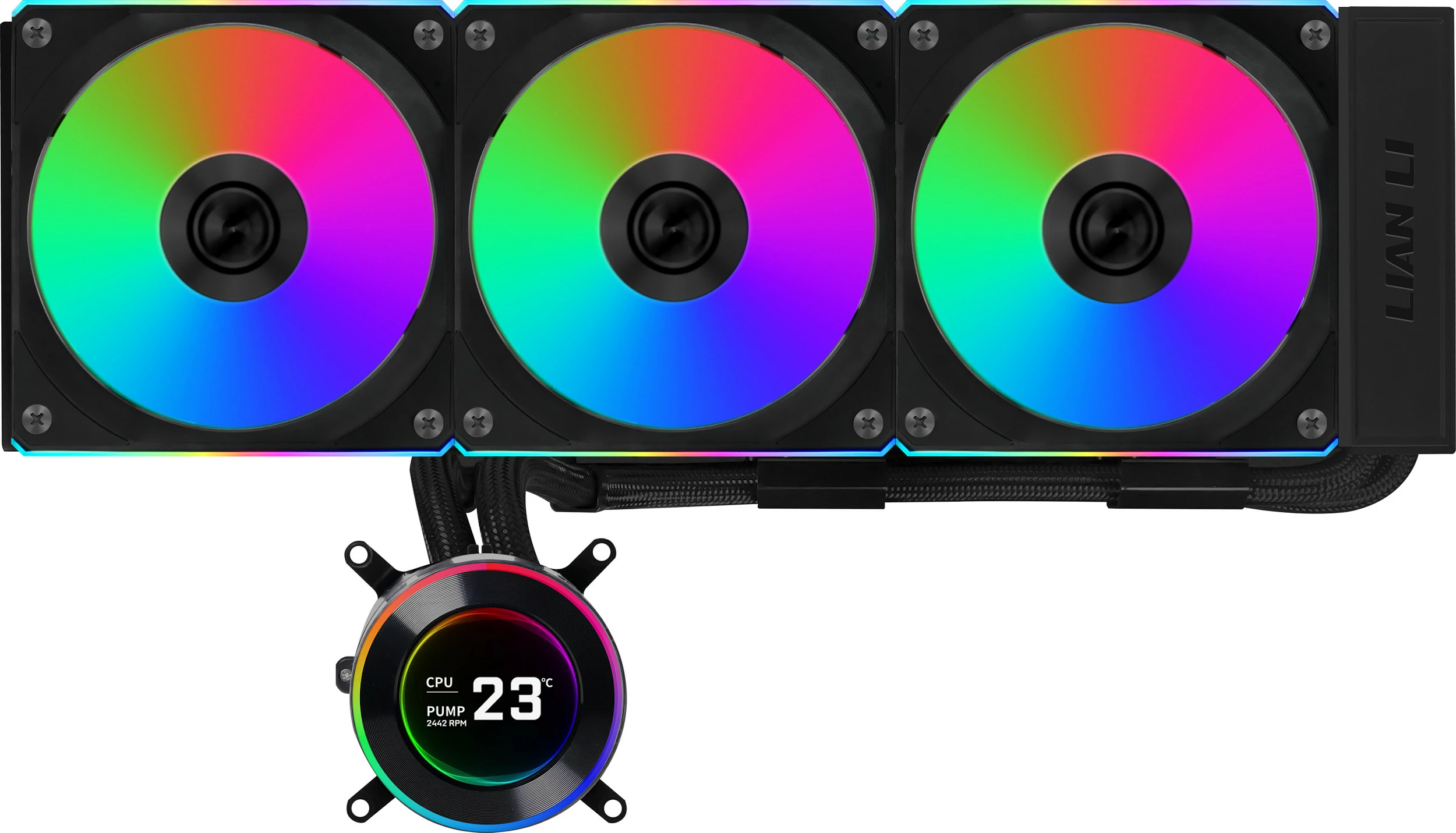 Ftohës CPU Lian Li HYDROSHIFT II LCD-C 360CL, AiO watercooling 360mm, RGB, i zi