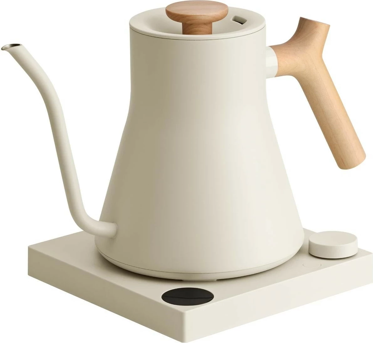 Çajnik elektrik Fellow Stagg EKG Pro, 0.9L, 1200W, kontroll temperature, dorezë druri, bezhë