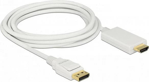 Kablë adapter DeLOCK 83819 DisplayPort në HDMI, 3 m, 4K, e bardhë