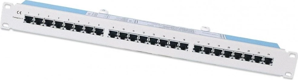 Patch panel Intellinet 503754, 1U, Cat5e STP, 24 porty RJ45, gri