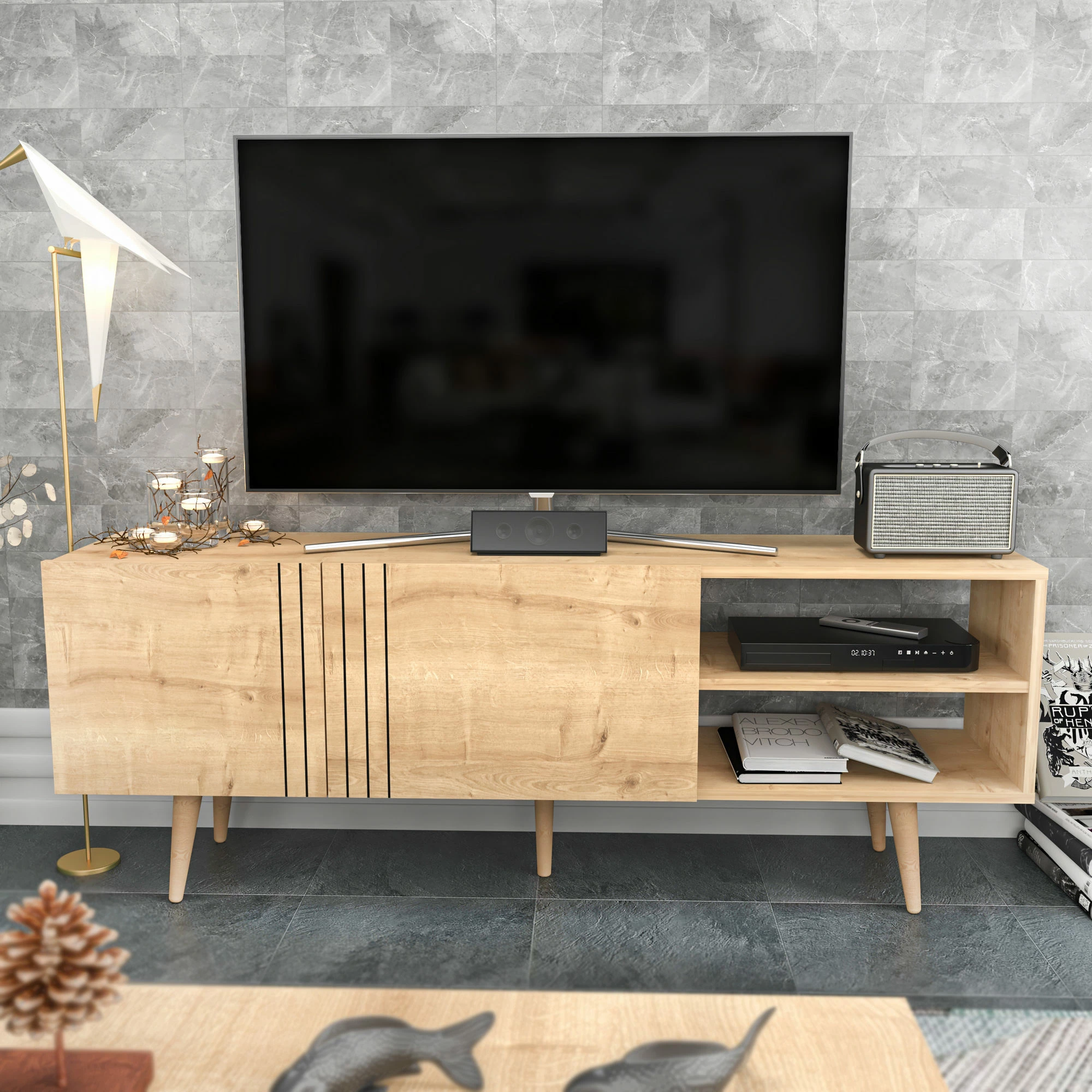 Komodë për TV Hanah Home, Ronas, ngjyrë Sapphire
