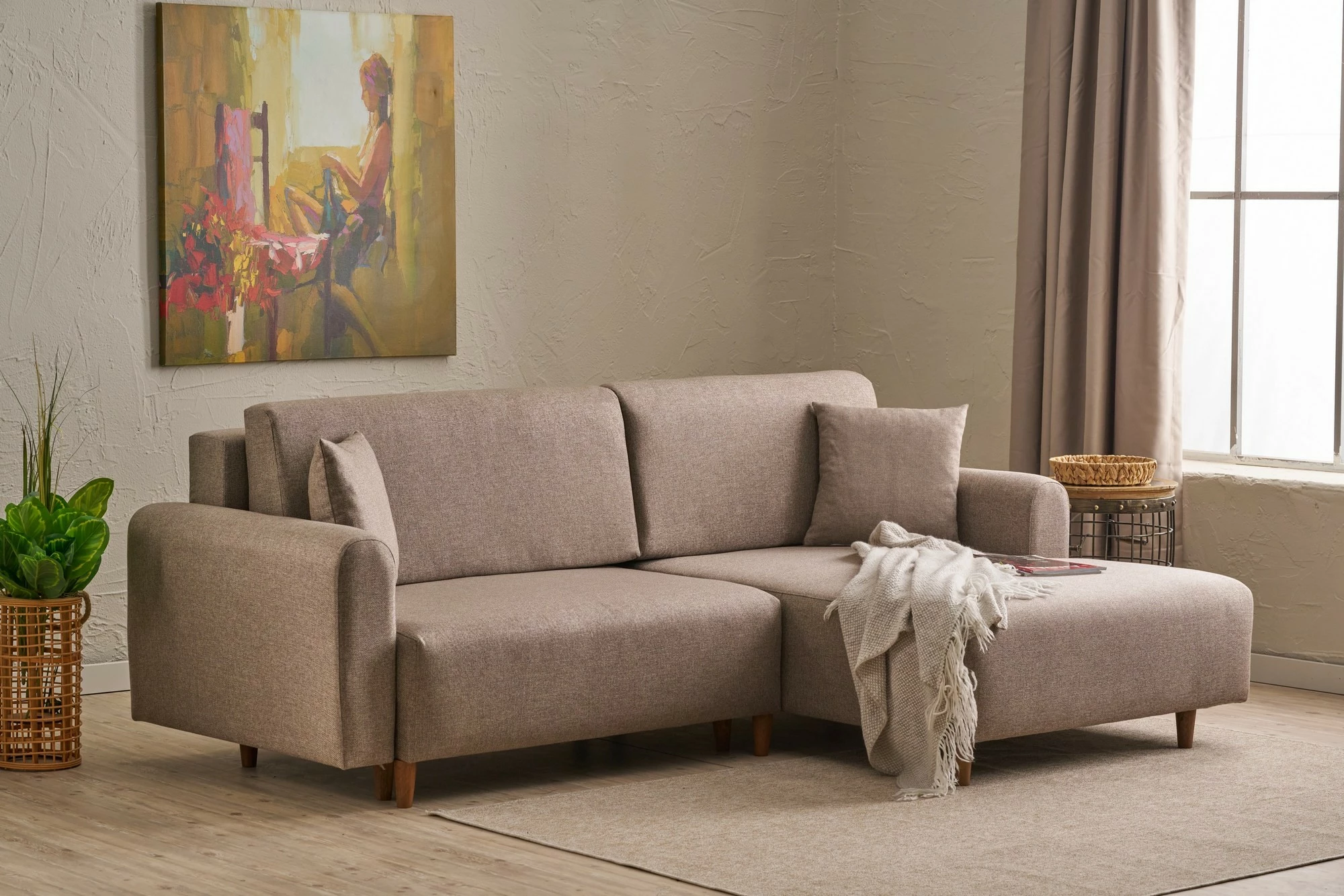 Kënd divan-krevat Atelier del Sofa, mane djathtas, ngjyrë kafe