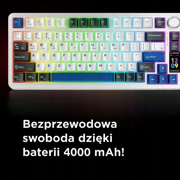 Tastierë mekanike gaming Rampage Quell Pro StarVector 75%, RGB, USB/Bluetooth/2.4GHz, e bardhë