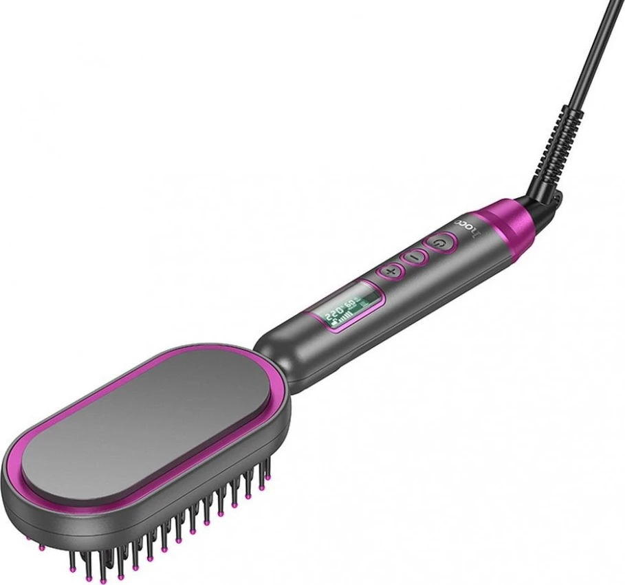Furçë elektrike për drejtim flokësh HOCO HP44, LCD, 120-220°C, PTC, vjollcë