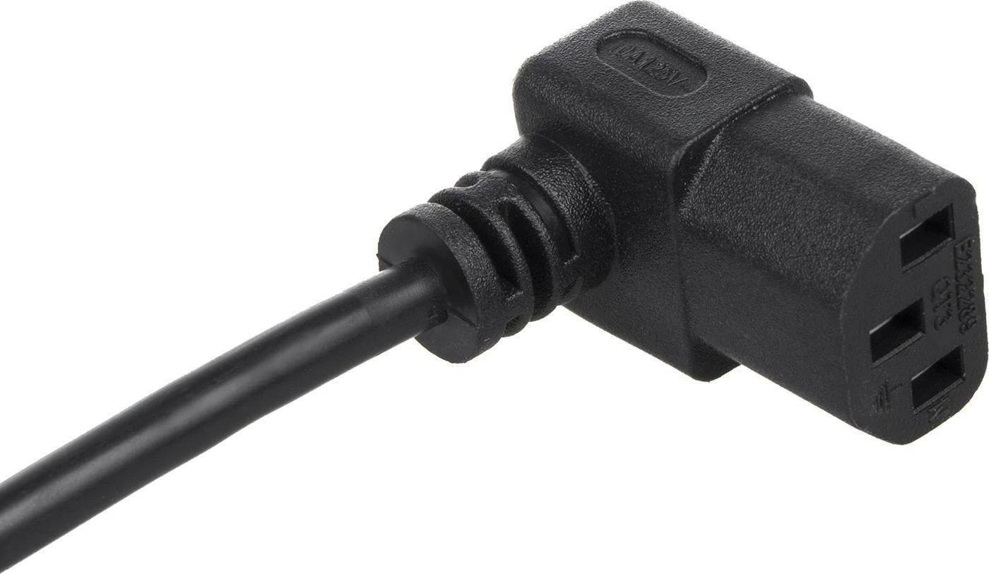 Kabllo rryme Maclean MCTV-854 Schuko në C13 3m e këndshme e djathtë, e zezë