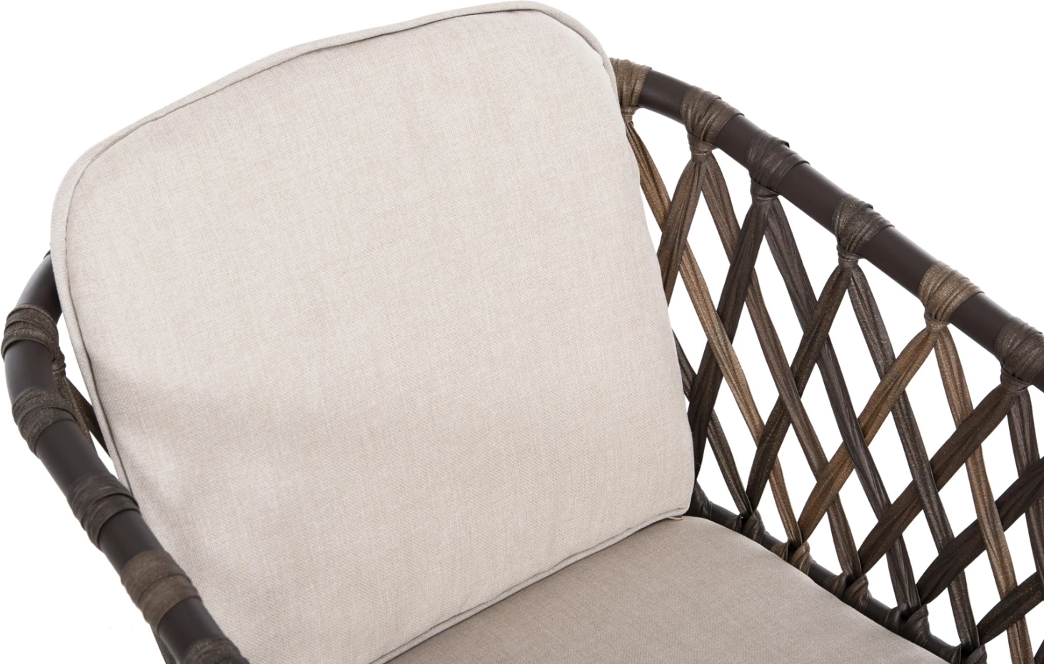 Karrige alumini BOLLY FH6080, kornizë kafe-sintetik ratan, jastëkë kafe-bezhë, 58.5x67x86H cm, set prej 4 copë