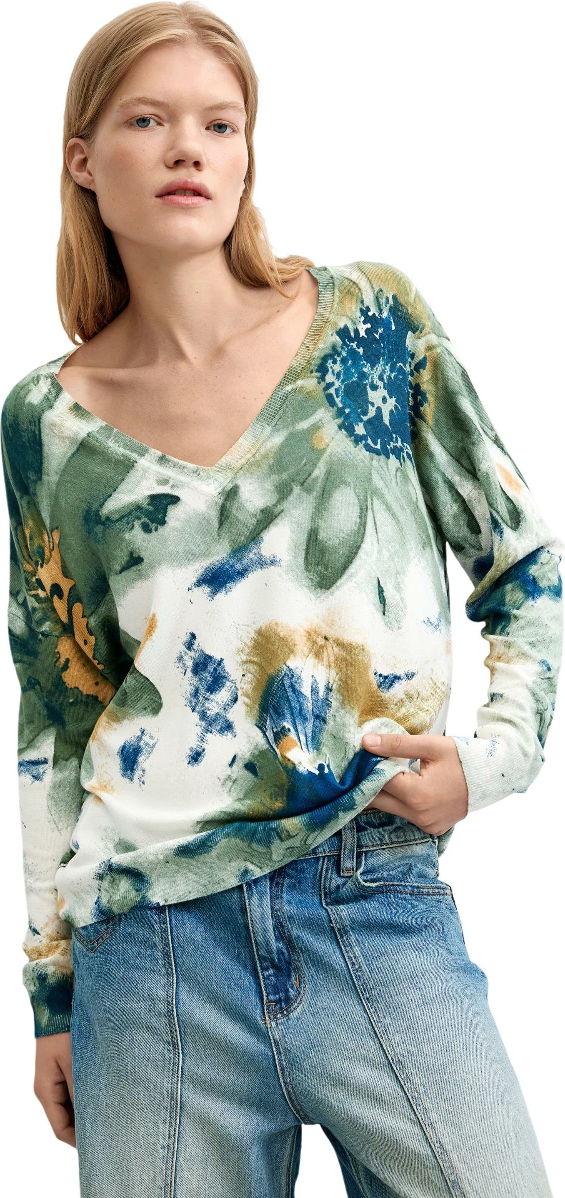 Xhemper për femra Desigual JERS_COLDBOTANIC 26WWJF38, i bardhë