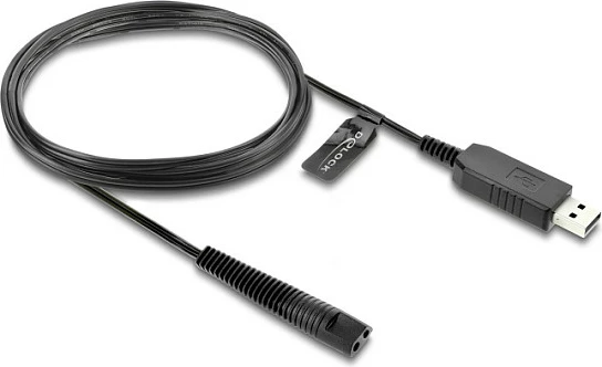 Kabllo karikimi USB DeLOCK për Makinë rroje Braun Series 1/3/5/7/9, 1 m, 12 V, e zezë