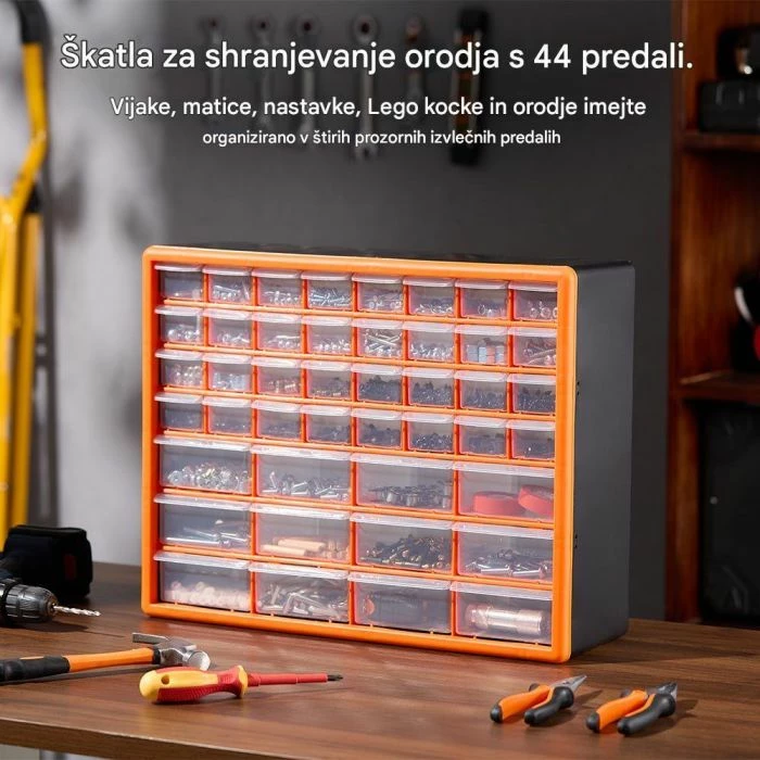 Organizator me 44 sirtarë VONHAUS 15/115, 16x50x39cm, zi/portokalli