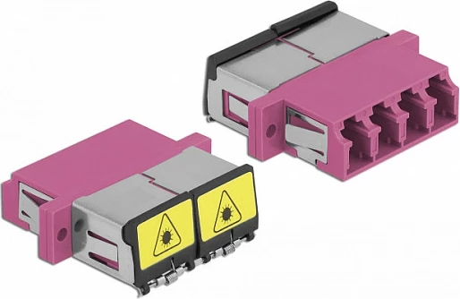Adapter fibër optike DeLOCK LC Quad femër-në-femër, OM4 multi-mode, vjollcë