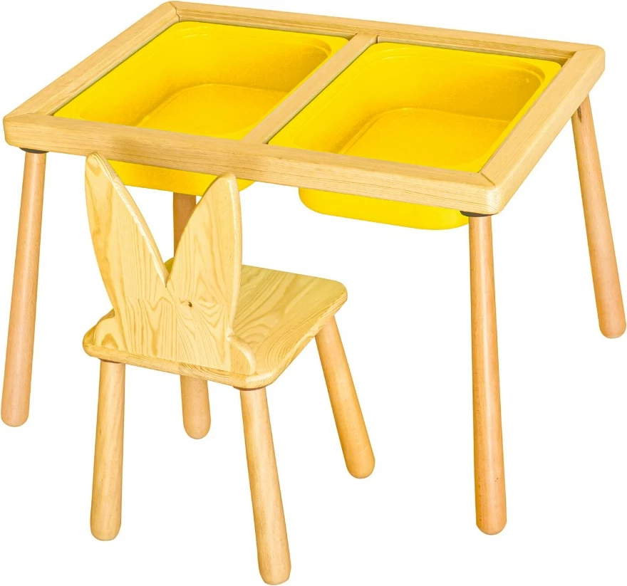 Set tavoline me karrige për fëmijë, ngjyrë e verdhë, Skye Decor