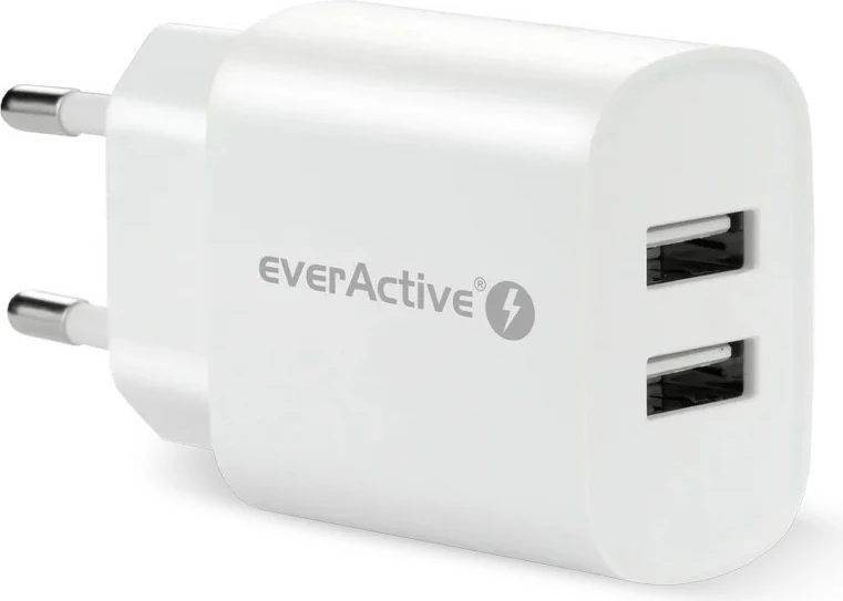 Adapter energjie everActive SC-220, 2x USB, 2.4A, 12W, i bardhë