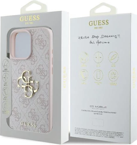 Mbështjellës Guess 4G Big Logo për iPhone 16 Pro Max, Rozë
