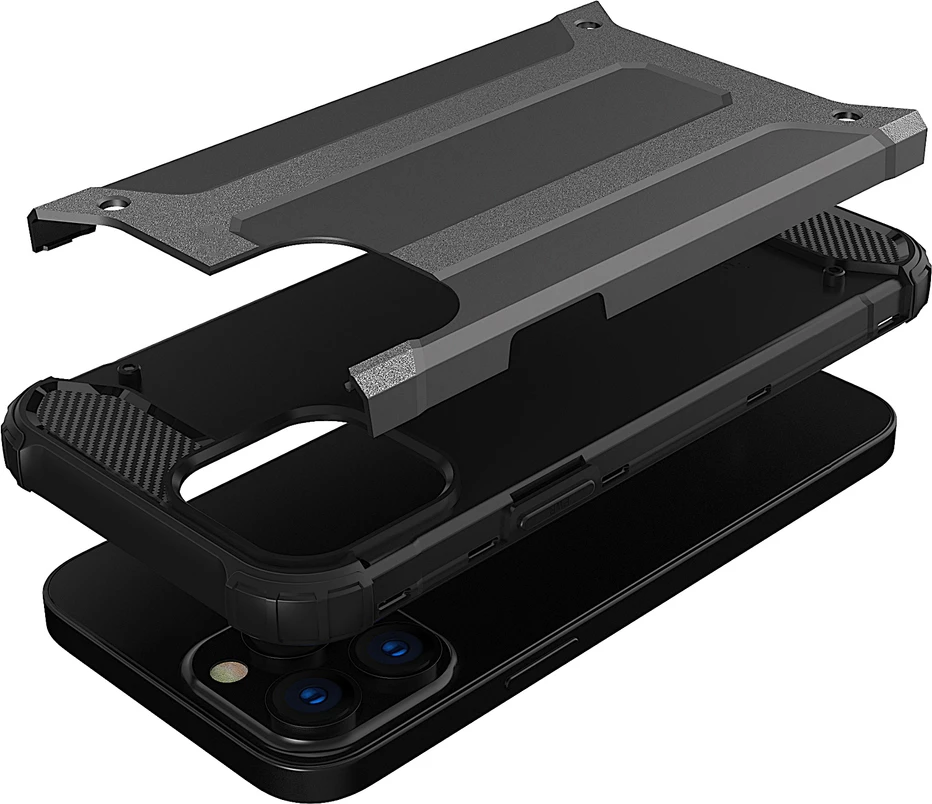 Mbështjellës Hurtel Hybrid Armor për iPhone 13 Pro, argjendtë