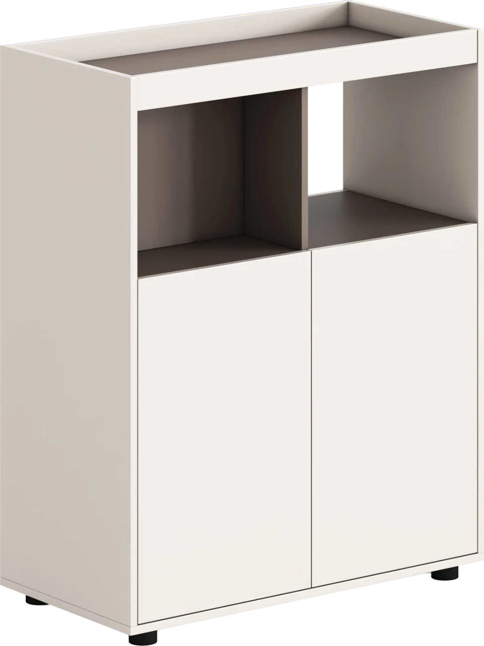 Kabinet/rafter i ulët NEWLINE, melaminë, ngjyrë krem e bardhë-kafe e çelët, 80x40x100cm