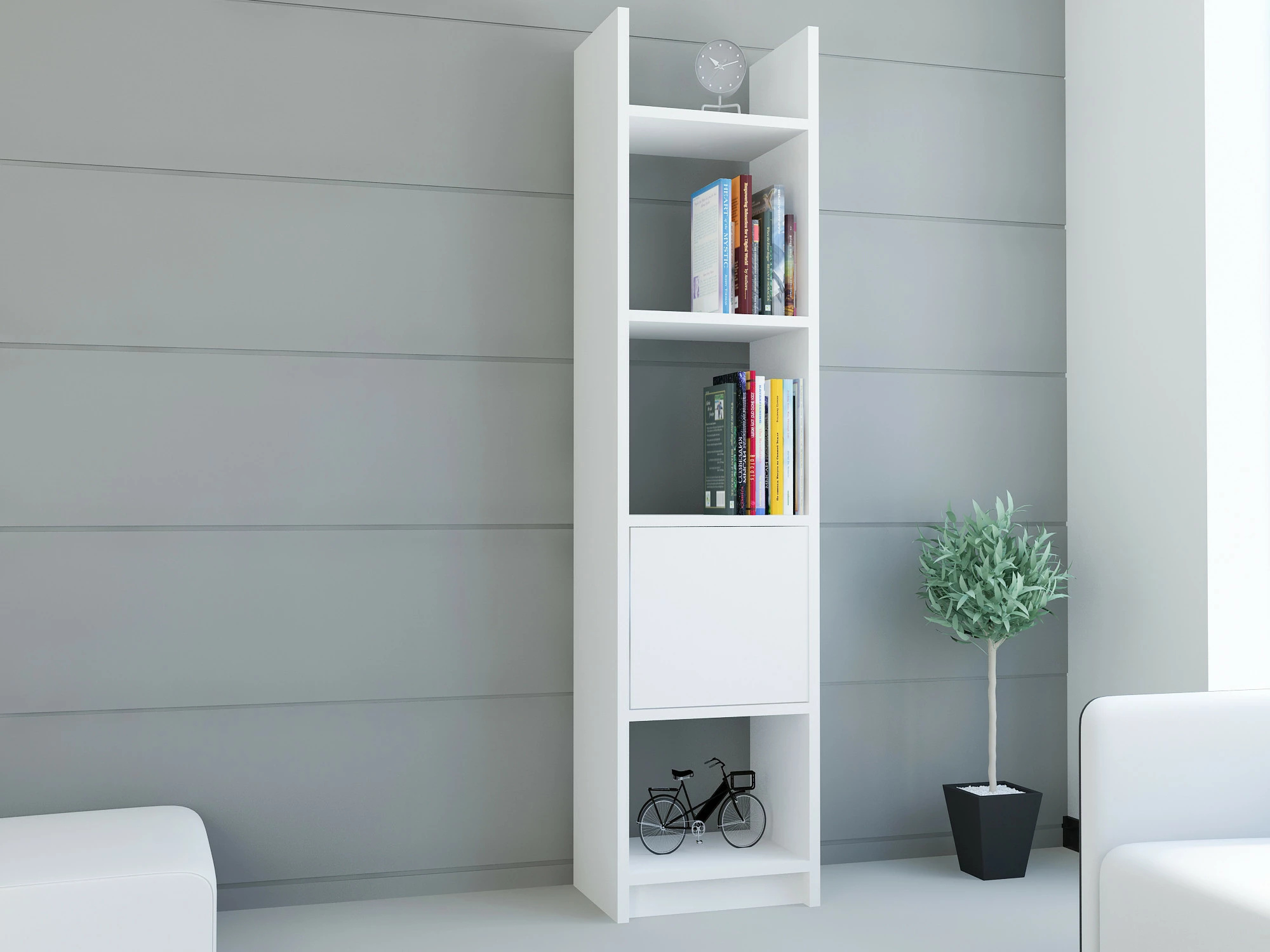 Raft librash Hanah Home, Esbi 103, i bardhë