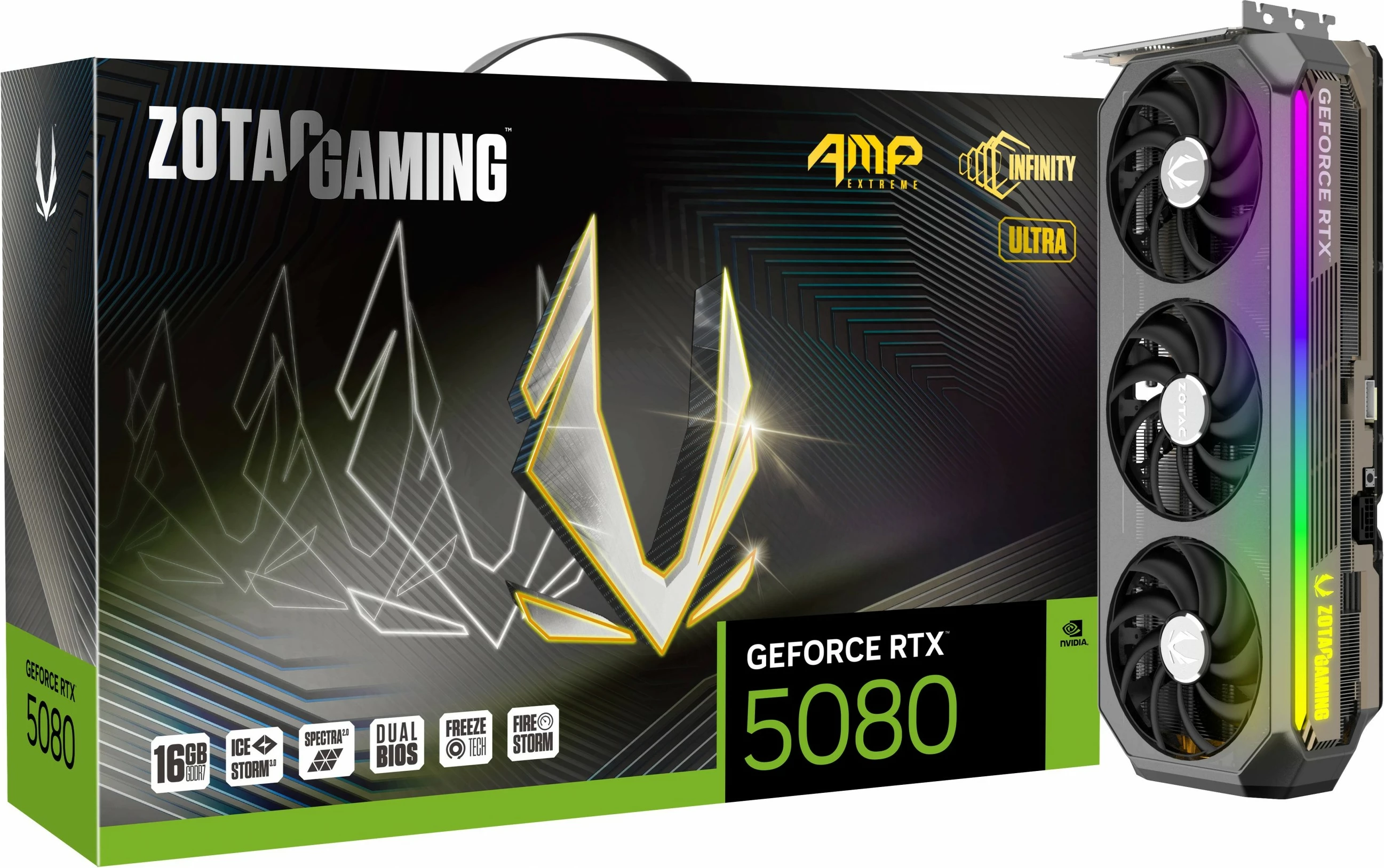 Kartelë grafike Zotac GAMING GeForce RTX 5080 AMP Extreme INFINITY ULTRA, 16 GB, GDDR7, PCI Express x16 5.0, shumëngjyrëshe