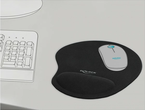 Mauspad DeLOCK ergonomik me gel dhe mbështetje kyçi, 230×202 mm, i zi