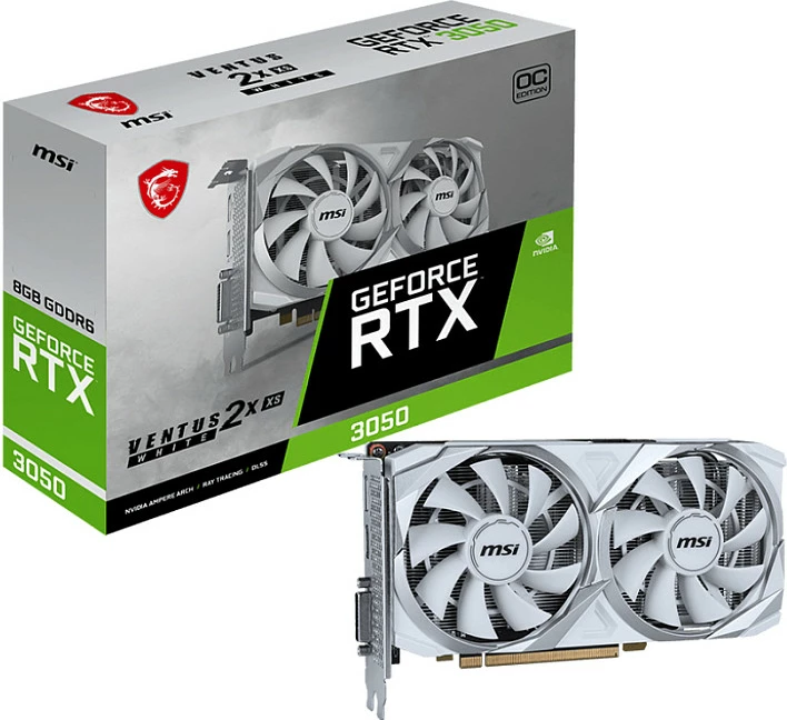 Kartelë grafike MSI RTX 3050 8GB Ventus 2X XS OC, e bardhë