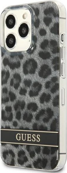 Mbështjellës Guess GUHCP13LHSLEOK për iPhone 13/13 Pro 6.1", hardcase, Leopard, Gri