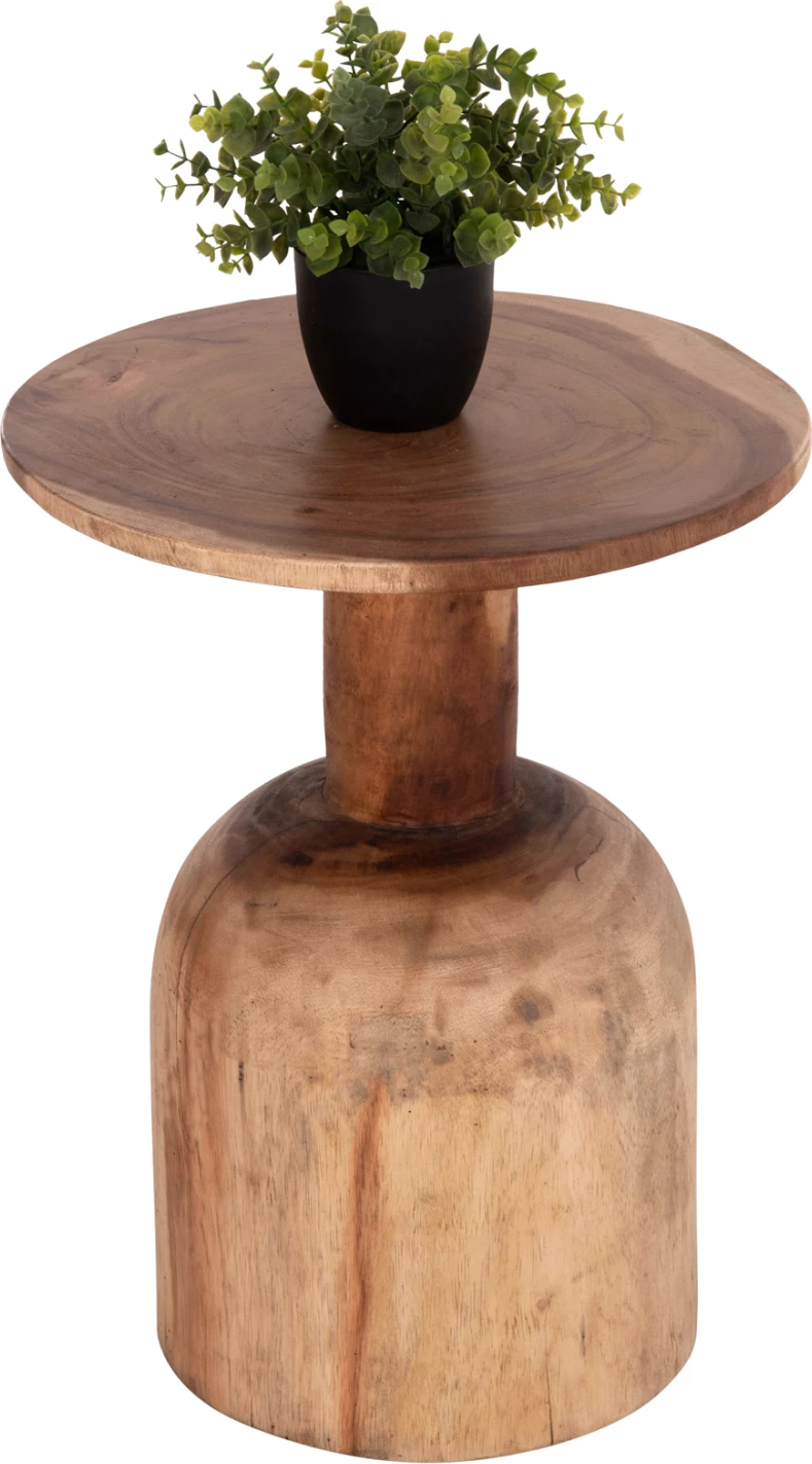 Tavolinë anësore e rrumbullakët PUMBE, dru suar natyral, FH9891.11, 40x50cm