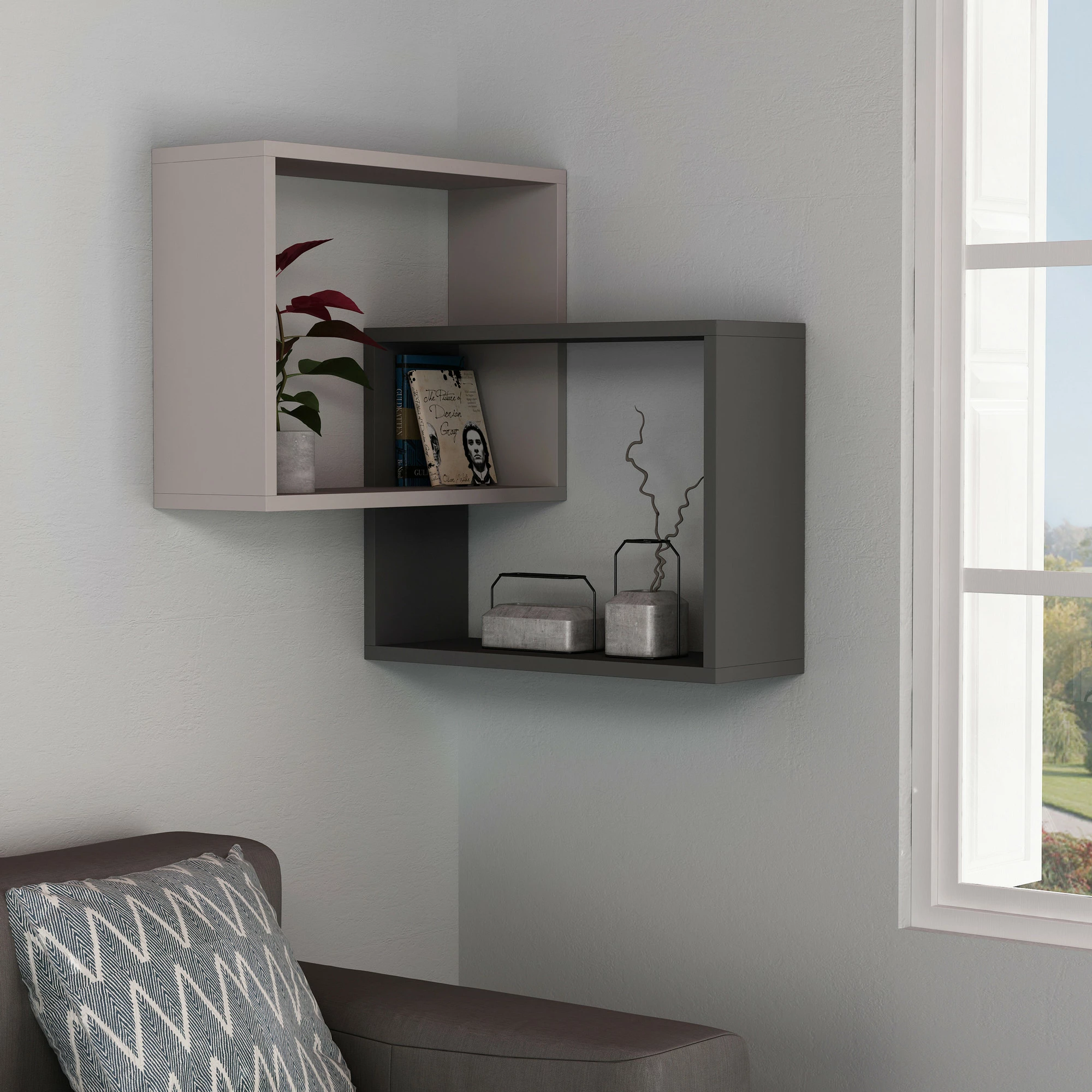 Raft muri Skye Decor, formë unazë, ngjyrë moka e çelët dhe antracit
