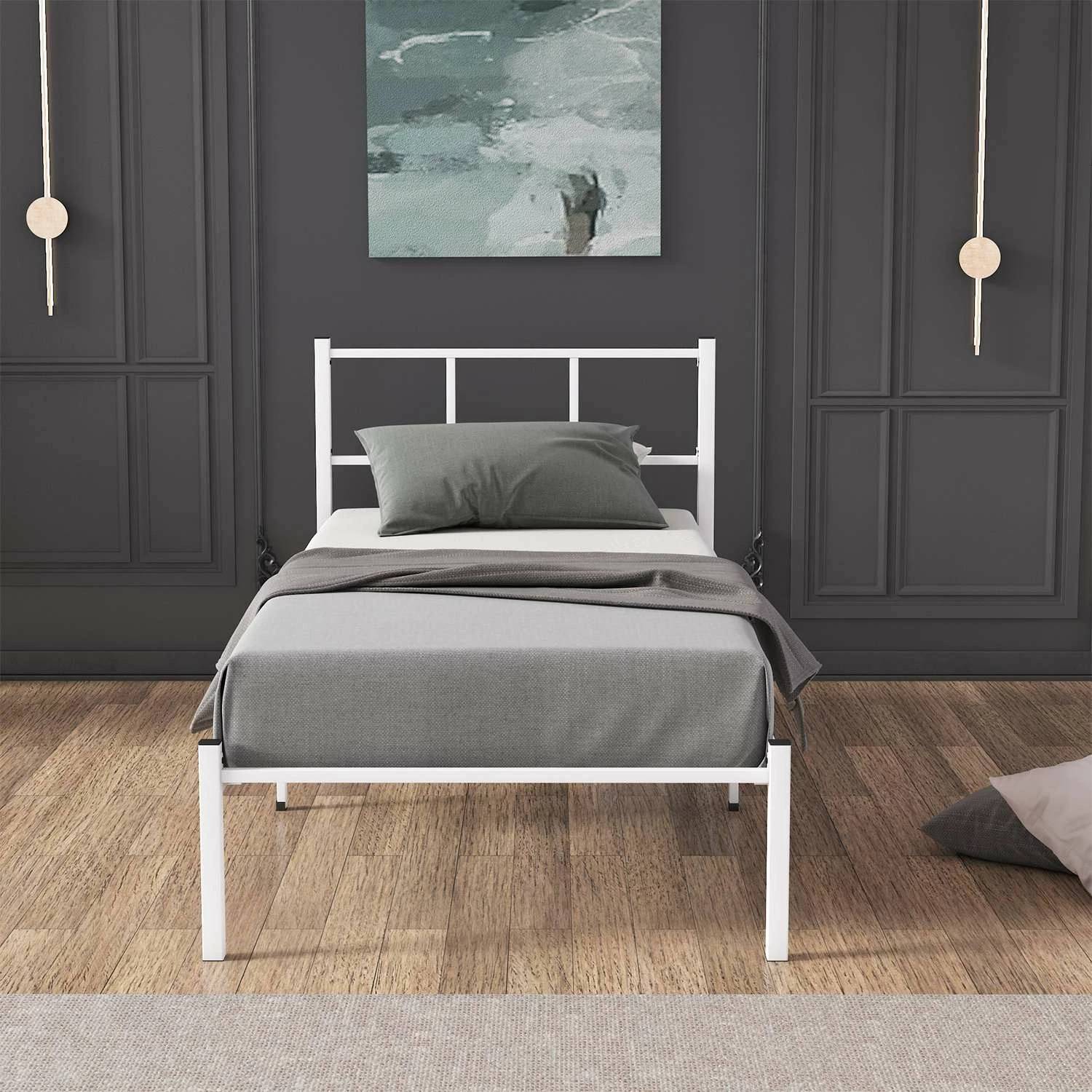 Kornizë shtrati teke, ngjyrë e bardhë, Skye Decor, Cemre, 100x200
