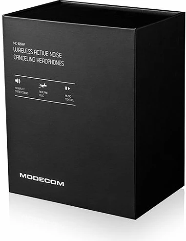 Kufje Modecom MC-1001HF Bluetooth me ANC, mikrofon, 16h, të zeza (me kabllo + adapter avioni)
