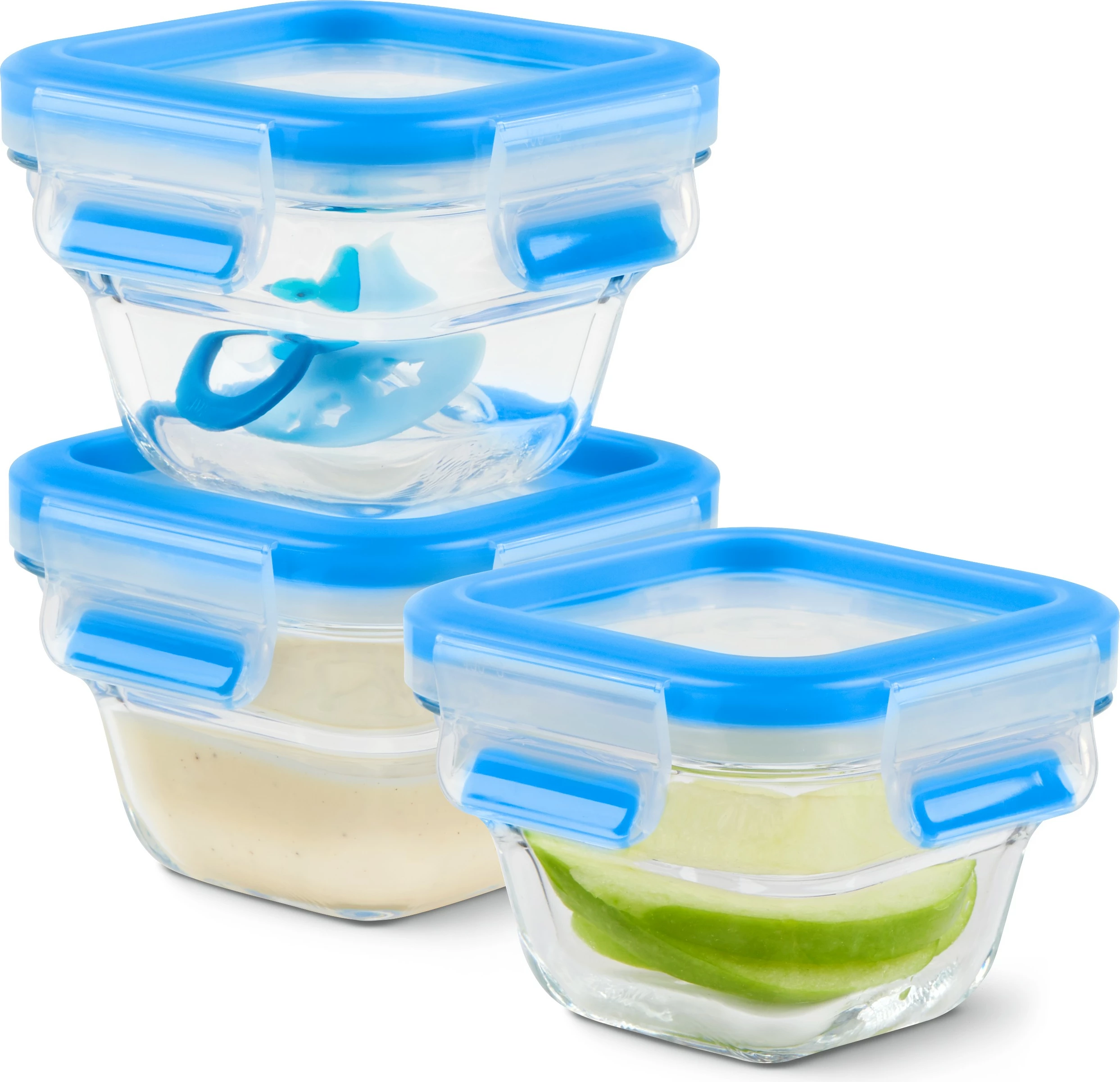Set enësh qelqi Emsa N10507 Clip & Close 3 copë, transparent/kaltër