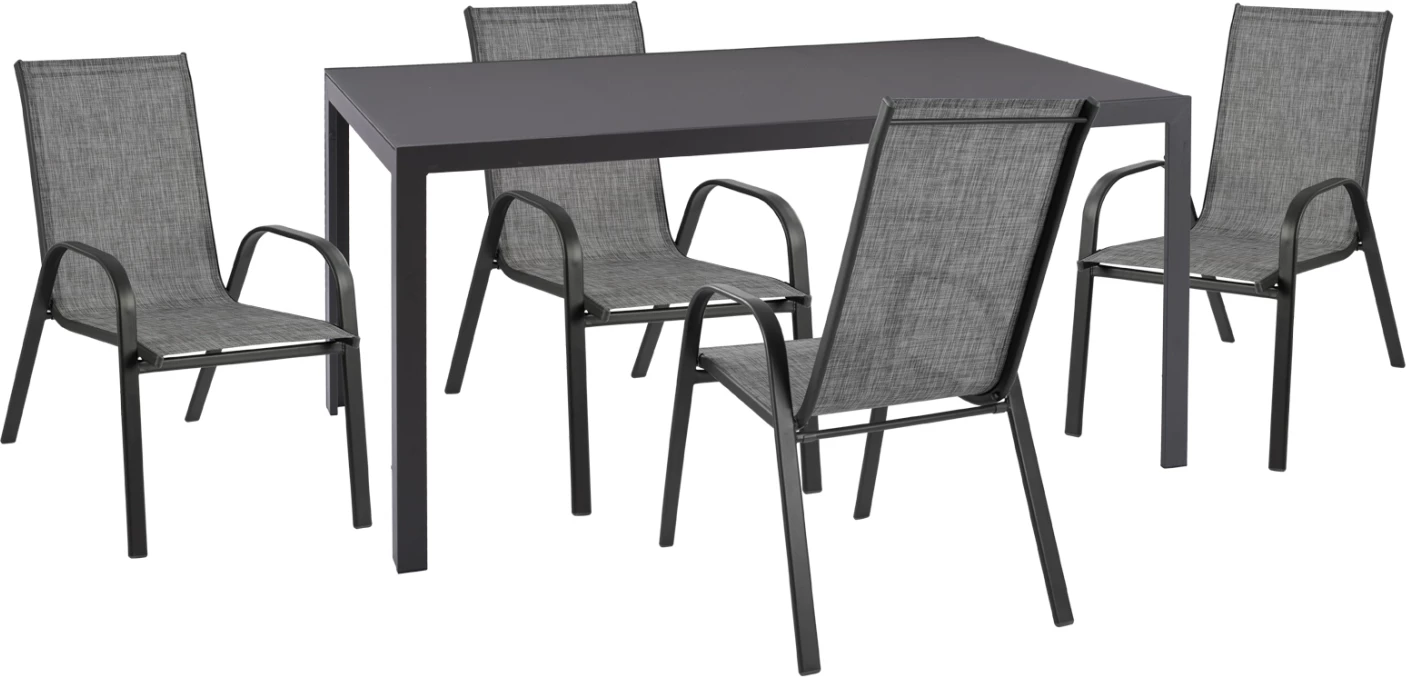 Set kopshti tavolinë & karrige LEOFER FH21004, 5 pjesë, hiri