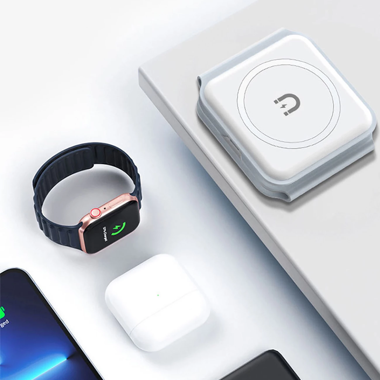 Karikues induktiv 3-në-1 Dudao A11N, 15W, me kabllo USB-C/USB-C, Bardhë