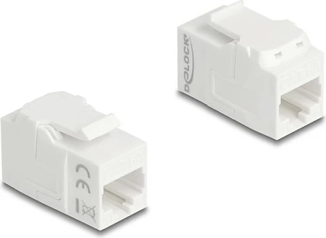 Kuplungë Keystone DeLOCK RJ45 Cat.6A, femër-femër, UTP, e bardhë