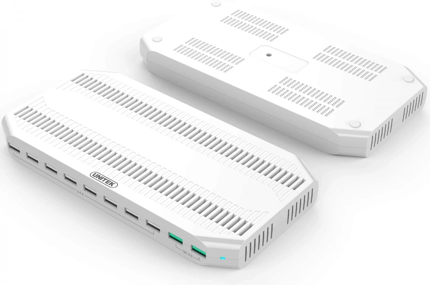 Stacioni i Ngarkimit Unitek, me 10 porta USB, i bardhë