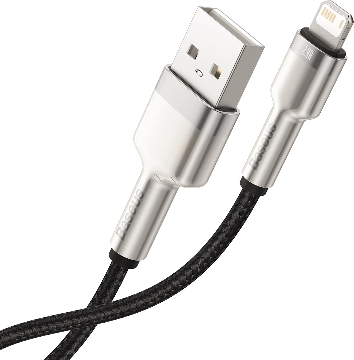 Kabllo Baseus Cafule Series Metal Data CALJK-A01, USB-A në Lightning, 1m, 2.4A, e zezë