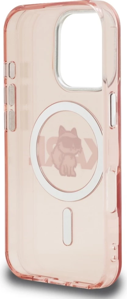 Mbështjellës MagSafe Karl Lagerfeld IML Choupette Head Sketch për iPhone 16 Pro, TPU/PC, rozë