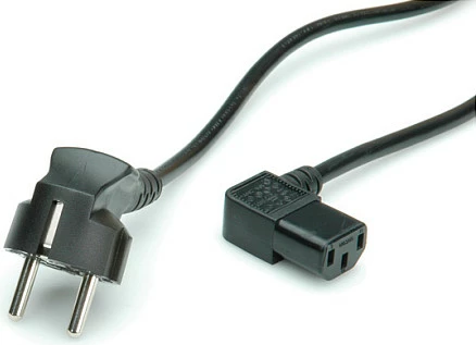 Kabllo rryme VALUE, Schuko në IEC C13 këndore, 1.8 m, 250 V/2.5 A, e zezë