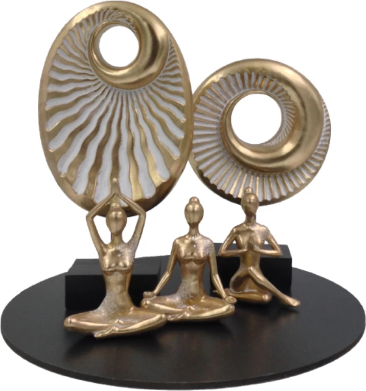 Dekor spirale totem, polirezine, ngjyrë ari-e zezë, 23x8x35cm