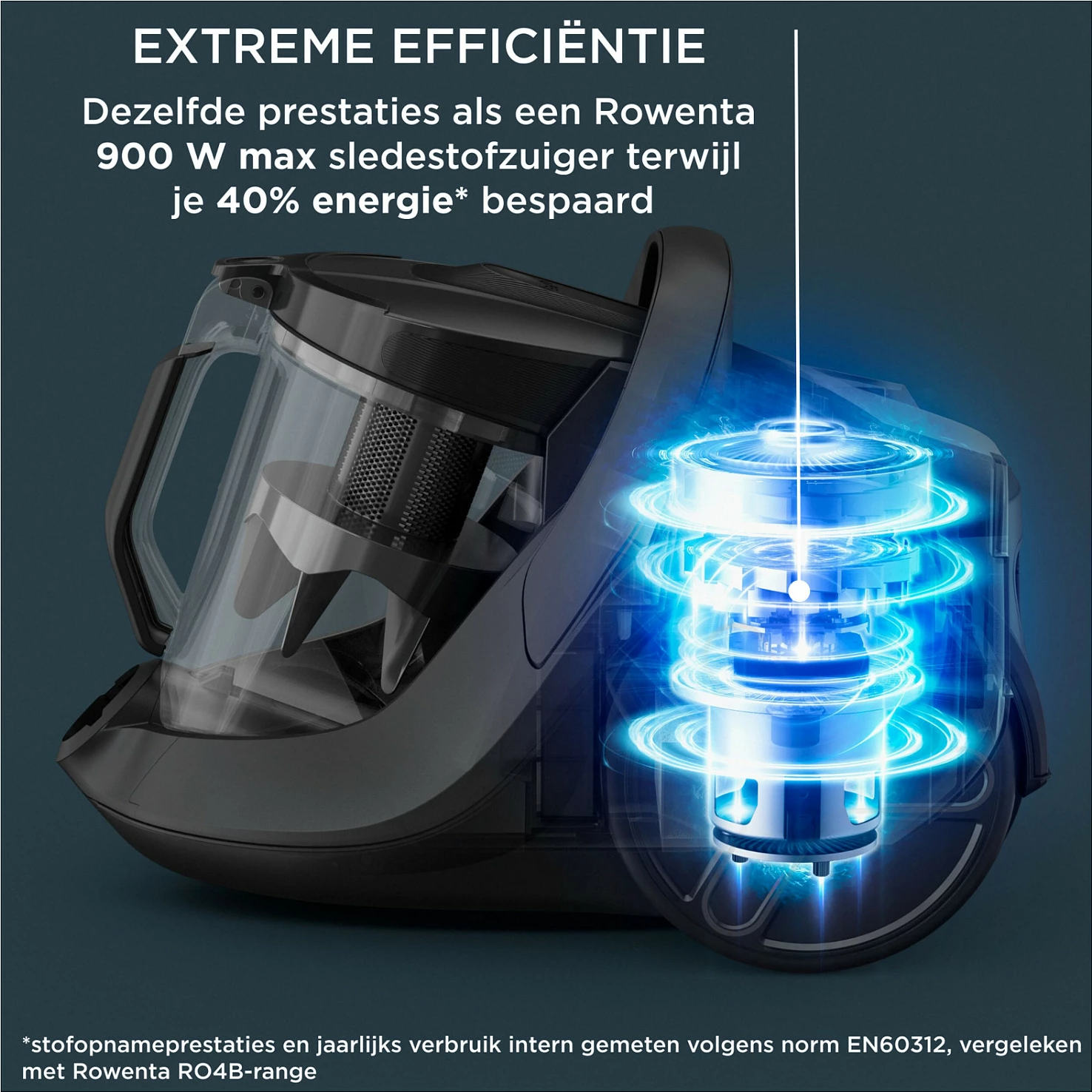 Fshesë me korent Rowenta Green Force RO7C36, pa qese, 500 W, 2.5 L, HEPA, e zezë/gri/blu
