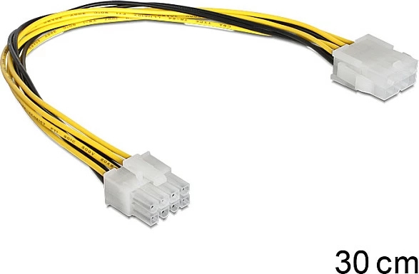 Kablë zgjatëse EPS12V DeLOCK 83342, 8-pin (M në F), 0.3 m, zi/verdhë