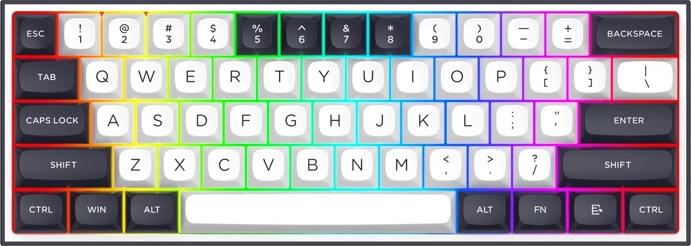 Tastierë mekanike Redragon ALCOR QMK K717WB-RGB-PRO, 60%, RGB, wireless/wired, bardhë-zi