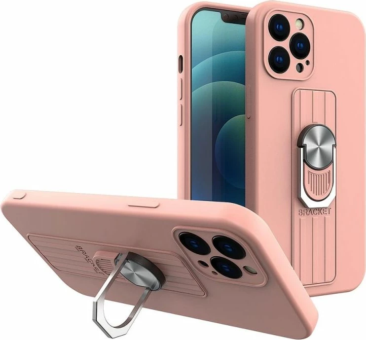 Kuti silikoni me unazë Hurtel për Samsung Galaxy A22 4G, rozë