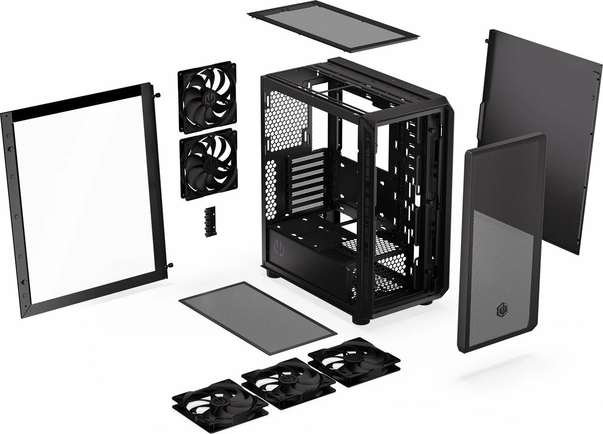 Kasë Endorfy Arx 500 Air (EY2A010), Midi Tower ATX, 5x 140mm PWM, xham i kalitur, e zezë