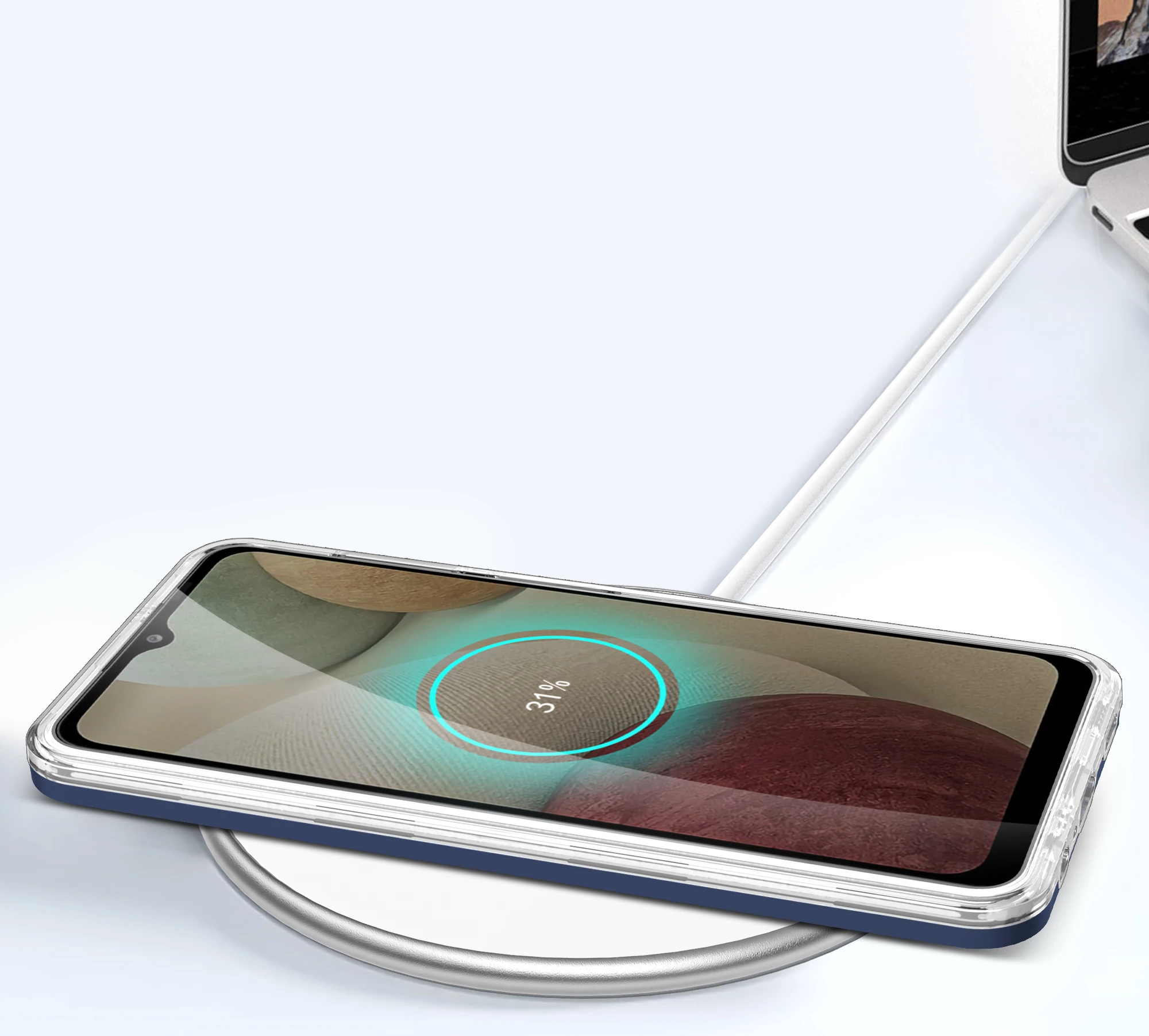 Mbështjellës Hurtel Hybrid Armor Clear 3 in 1 për Samsung Galaxy A22, Blu/Transparent